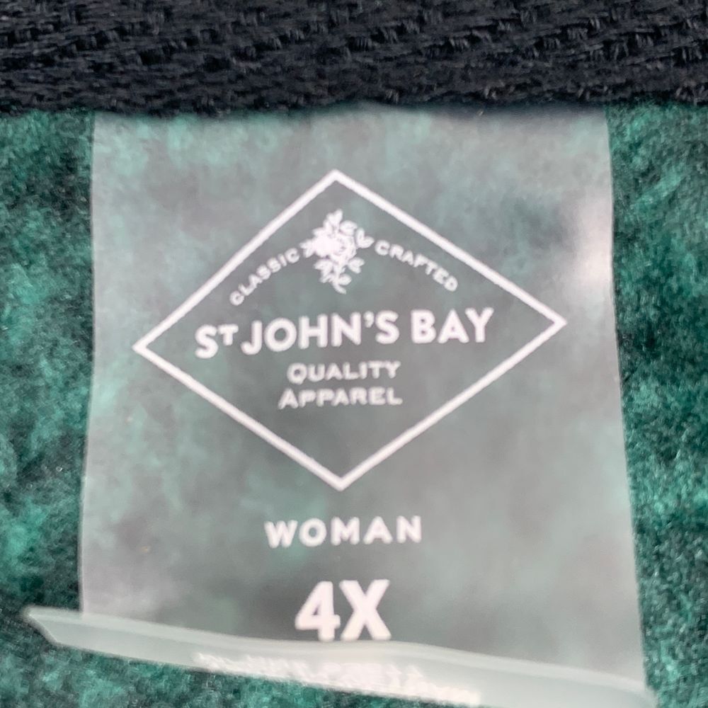 St John's Bay Quarter‎ Zip Pullover Sweater Cadium Green Black [Size4X] NWT - Picture 2 of 10